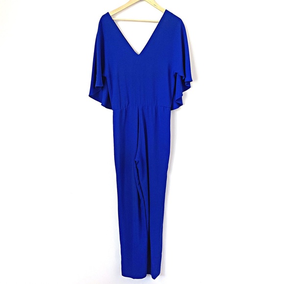royal blue jumpsuit with cape
